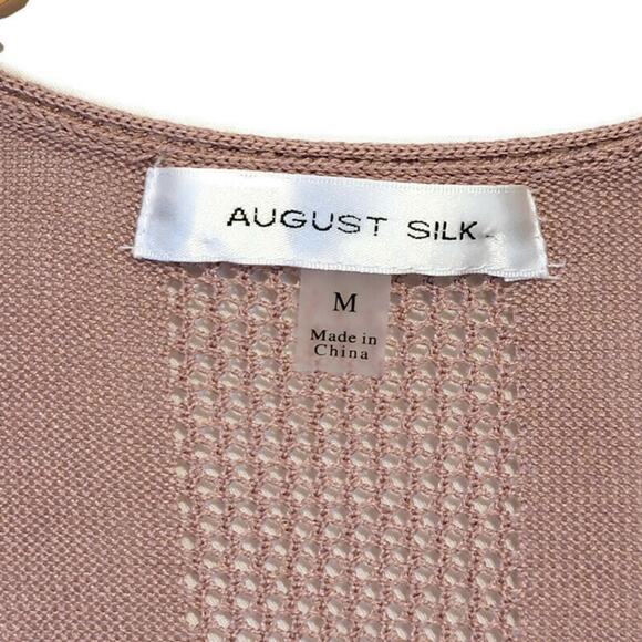August Silk Shawl Collar Knit Cardigan Sweater Pink Mauve Long Sleeve Workwear M - Picture 11 of 12